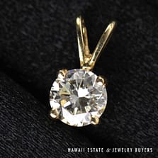 0.76ct SI1/GH Round Diamond 14K Yellow Gold Solitaire Pendant