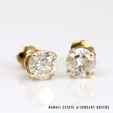 1.4g 14KYG 1.25ctw I1/HI Diamond Pierced Screwback Earrings