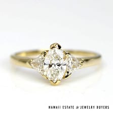0.50ct Marquise 2/0.50ctw Trillion SI/GHI Diamond 14K Yellow Gold Ring Size 5