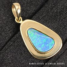 Boulder Opal 18K Yellow Gold Pendant 19x13mm