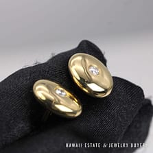 0.30ctw Diamond Gypsy 18K Yellow Gold Set Cuff Links