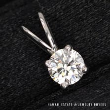 0.48ct VVS2 G Round Brilliant Diamond 14K White Gold Solitaire Pendant 0.6g