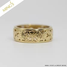 MING'S 5g 14KYG SHOU CHINESE CHARACTER RING SIZE 9.75