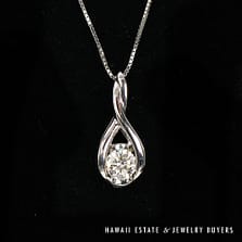 0.33ct Diamond 14K White Gold Pendant Necklace with 18in 0.6mm Box Chain