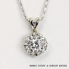 0.71ctw VS/GH 14K White Gold Diamond Pendant on 16Ó Mock Baht Chain, 3.1g