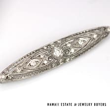 Vintage Platinum 0.50ctw Old European Cut Diamond 60mm Bar Pin