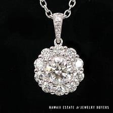 1.50ctw Diamond 14K White Gold Pendant Necklace with 18Ó Rolo Chain, 4.8g