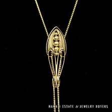 14K Yellow Gold Lariat Necklace 32in Twisted Curb Chain, 19.9g