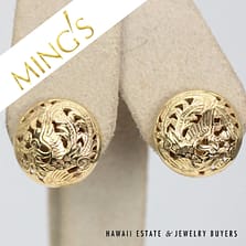 Mings 16mm Round Phoenix 14K Yellow Gold Pierced Earrings with Omega Clips