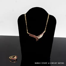 11.5g 18 & 14KYG 3.35CTW RUBY AND 0.19CTW DIAMOND NECKLACE AND RING SET