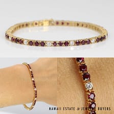 14K Yellow Gold Diamond and Ruby Tennis Bracelet SIZE 6.25