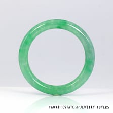 Mottled Green Jadeite Jade Bangle Bracelet Size 8