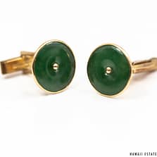 9.3g 14KYG JADE DONUT 16mm DIAMETER CUFFLINKS