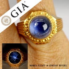 GIA 10.50ct Round Star Sapphire Cabochon Ring 22k Yellow Gold Size 7.5