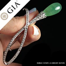 Antique Diamond Jade Brooch Pin GIA Certified