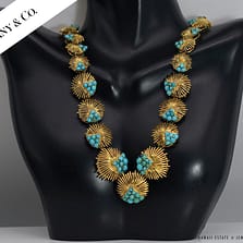 TIFFANY & CO 77.4g 18KYG TURQUOISE 18" NECKLACE