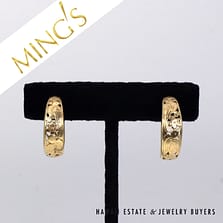 Ming's Hawaii 24mm Bird in Plum 14K Yellow Gold Open Hoop Earrings