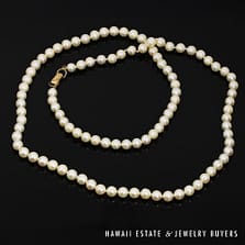 Ming's Hawaii 33" Cultured Pearl Necklace with 14K Yellow Gold Clasp #2477-04