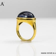 GIA CHRISTOPHER WALLING 16.7g 18KYG KYANITE CABOCHON RING SIZE 9.5