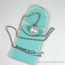 TIFFANY & CO. 15MM SOUTH SEA CULTURED PEARL PLATINUM ELSA PERETTI PENDANT & NECKLACE 32" WITH FOLIO, BOX & PAPER