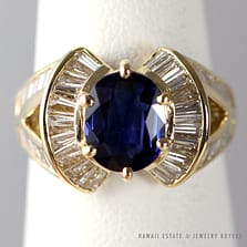 LE VIAN BLUE SAPPHIRE 2.21CT & 1.36CTW DIAMONDS 18K YELLOW GOLD RING SIZE 6.5