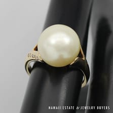 6.4g 14KYG 11.3mm PEARL with 0.05ctw DIAMONDS RING SIZE 6