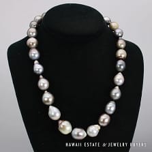 13-16mm Baroque Tahitian Pearl 14K Yellow Gold Necklace 20"