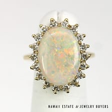 3ct Opal 0.075ctw Diamond 8.2g 14K Yellow Gold Ring Size 4.5