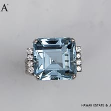 GIA 16.5g 14KWG 38.10ct  AQUAMARINE AND DIAMOND RING SIZE 9