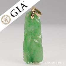 GIA 4.2g 14KYG Green Jade Carved Pendant