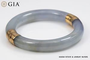 GIA 68.2g 14KYG PURPLISH GRAY HINGED BANGLE BRACELET SIZE 7.25 - Image 3
