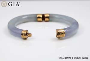GIA 68.2g 14KYG PURPLISH GRAY HINGED BANGLE BRACELET SIZE 7.25 - Image 4