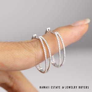 3.5g 18KWG 0.47ctw Diamond Front and Back Hoop Earrings - Image 2