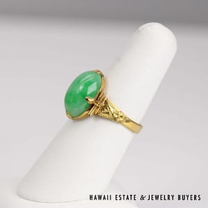 6.3g 20KYG Type A Green Jade 14x9mm Oval Ring Size 7 - Image 2