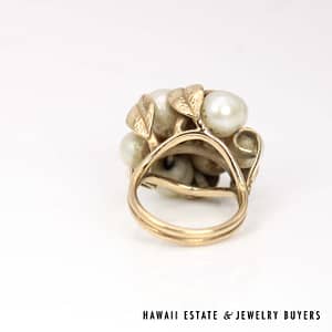 Ming's Pearl 14K Yellow Gold Cluster Ring Size 6 - Image 2