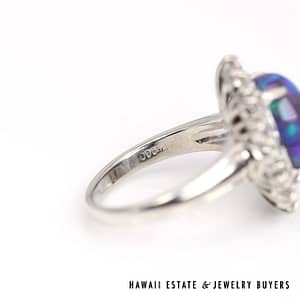 10.4g Platinum 4.54ct Black Opal 1.10ctw VS/GH Diamond Ring Size 6.5 - Image 2
