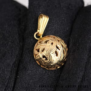 Ming's Phoenix 12mm Round 14K Yellow Gold Pendant with Box - Image 2