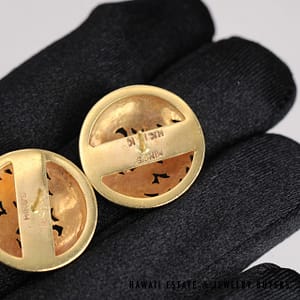 Ming's Phoenix 20mm Round 14K Yellow Gold Pierced Earrings - Image 2