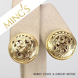 Ming's Phoenix 20mm Round 14K Yellow Gold Pierced Earrings