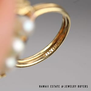 Ming's Pearl Cluster 14K Yellow Gold Nest Ring Size 5 - Image 2