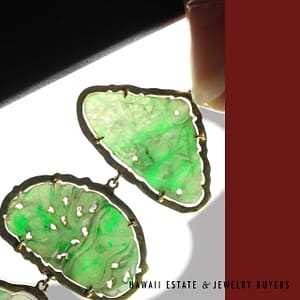 Vintage 8g 14KYG Mottled Green Jade Pendant - Image 2