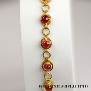 20K Yellow Gold 5.50ctw Ruby Cabochon Bracelet Size 6.25 - Image 2