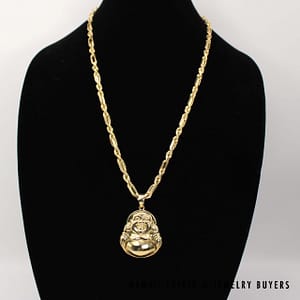 108.9g 14KYG 5.7mm Milano 25 Inch Chain with Buddha/Dragon Pendant