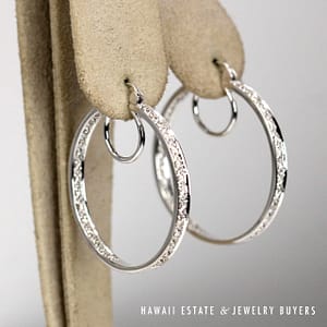1.10ctw SI/GH Diamond Front & Back 18K White Gold Hoop Earrings