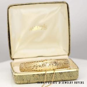 Ming's Greek Key Phoenix Hinged 14K Yellow Gold Bangle Bracelet Size 7.25 with Box - Image 2