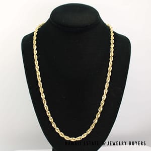 59.2g 14KYG 5mm Diamond Cut Rope Chain 24 Inch