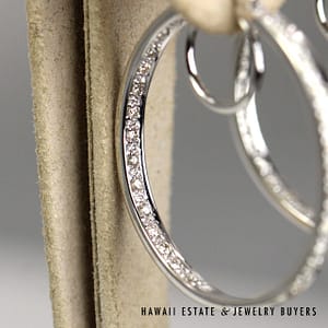 1.10ctw SI/GH Diamond Front & Back 18K White Gold Hoop Earrings - Image 2