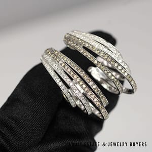 2ctw Chocolate Diamond Hoop Pierced 18K White Gold Earrings with Omega Clips - Image 2