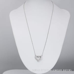 0.70ctw VS/GH Diamond Heart Platinum Pendant 16" Adjustable Link Chain - Image 2