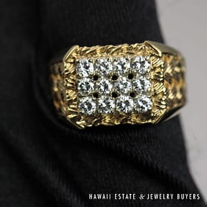Basket Weave 1.00ctw VS/GH Diamond Gents 14K Yellow Gold Ring Size 9 - Image 2